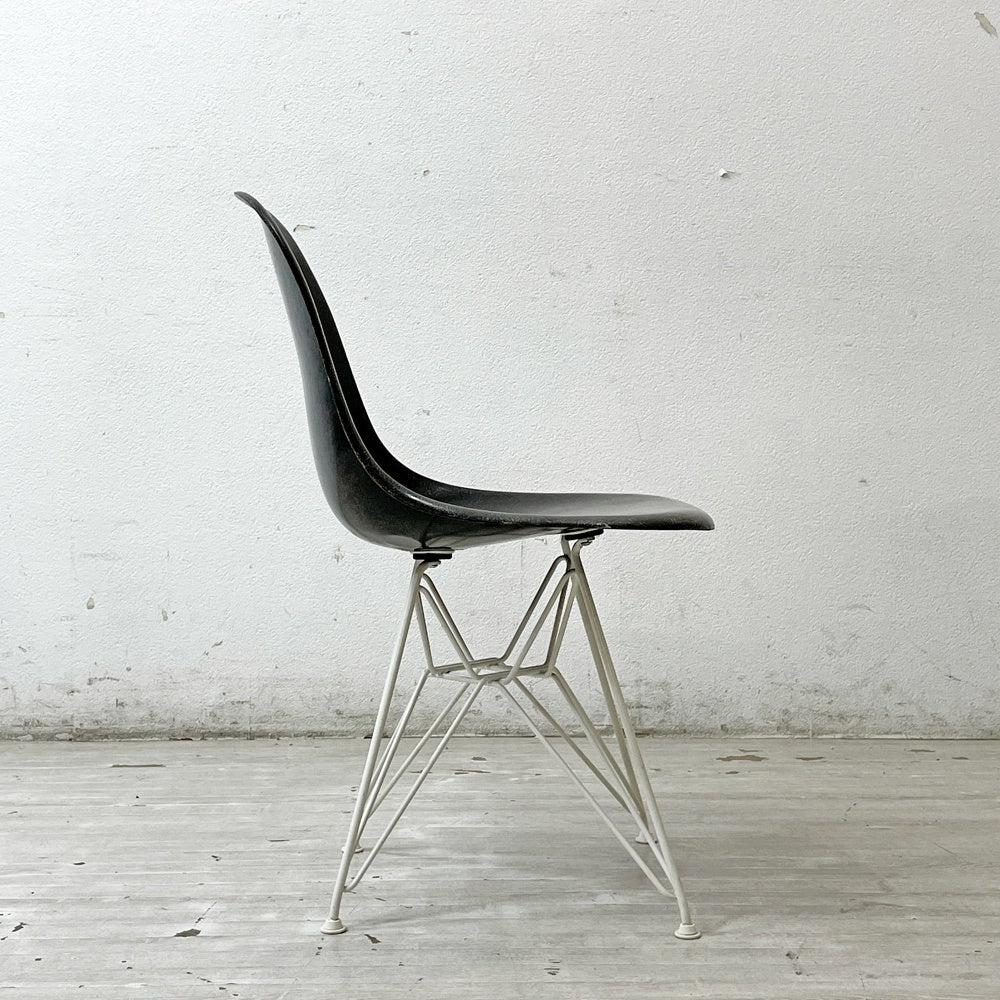 ハーマンミラー Herman Miller 2ndビンテージ サイドシェルチェア FRP製 エレファントハイドグレー ホワイトエッフェルベース C&R イームズ ミッドセンチュリー ●