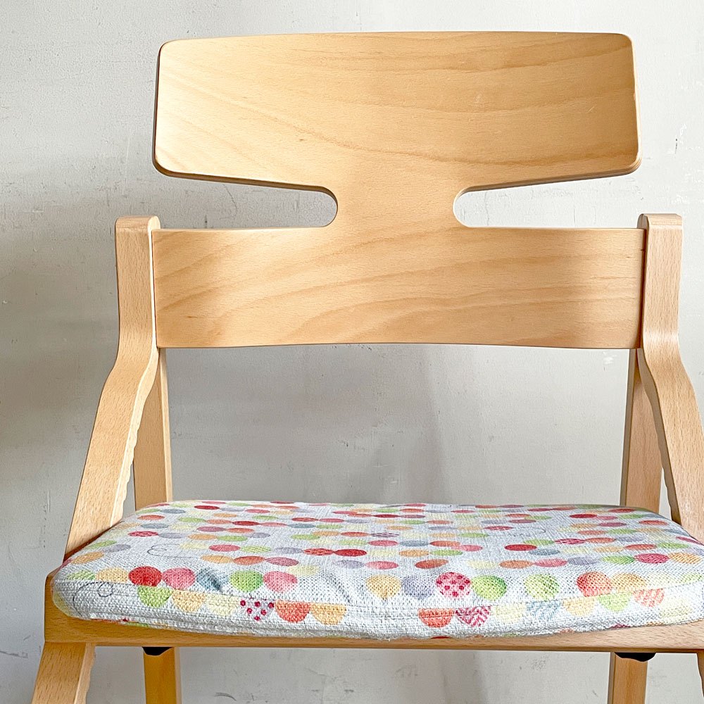 豊橋木工 TOYOMOKU アップライトチェア UPRIGHT CHAIR ナチュラル × アクアブルー 交換用座面カバー付き ベビーチェア キッズチェア ■