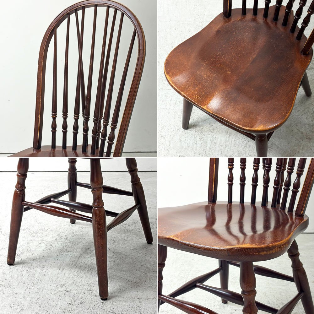 秋田木工 AKIMOKU ビンテージ vintage プレースバッグ ウィンザーチェア ダイニングチェア スポーク クラシカル 英国スタイル ●