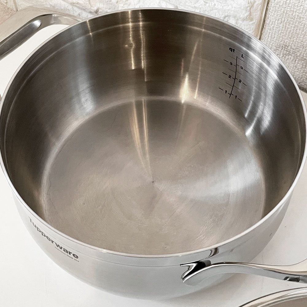 タッパーウェア Tupperware マストロクックウェア 深鍋 両手鍋 24cm 5L ステンレス多層構造 ガラス蓋付 炊飯から煮込みなど ◎