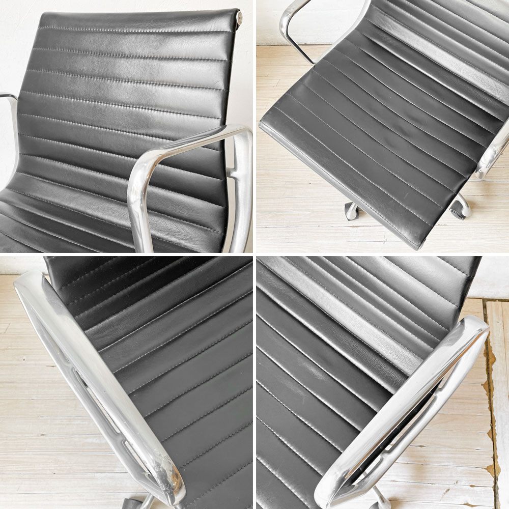 ハーマンミラー Herman Miller アルミナムグループ マネジメントチェア 本革 5本脚 C&Rイームズ ミッドセンチュリー 定価￥400,400- ★