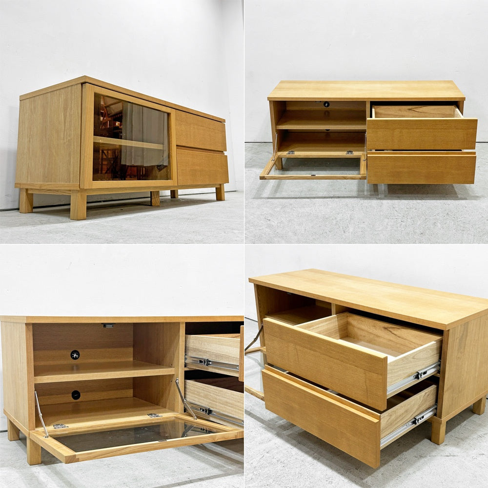 無印良品 MUJI AVボード AVラック 引出し付 オーク材 W110cm ナチュラル シンプル 廃番 ●