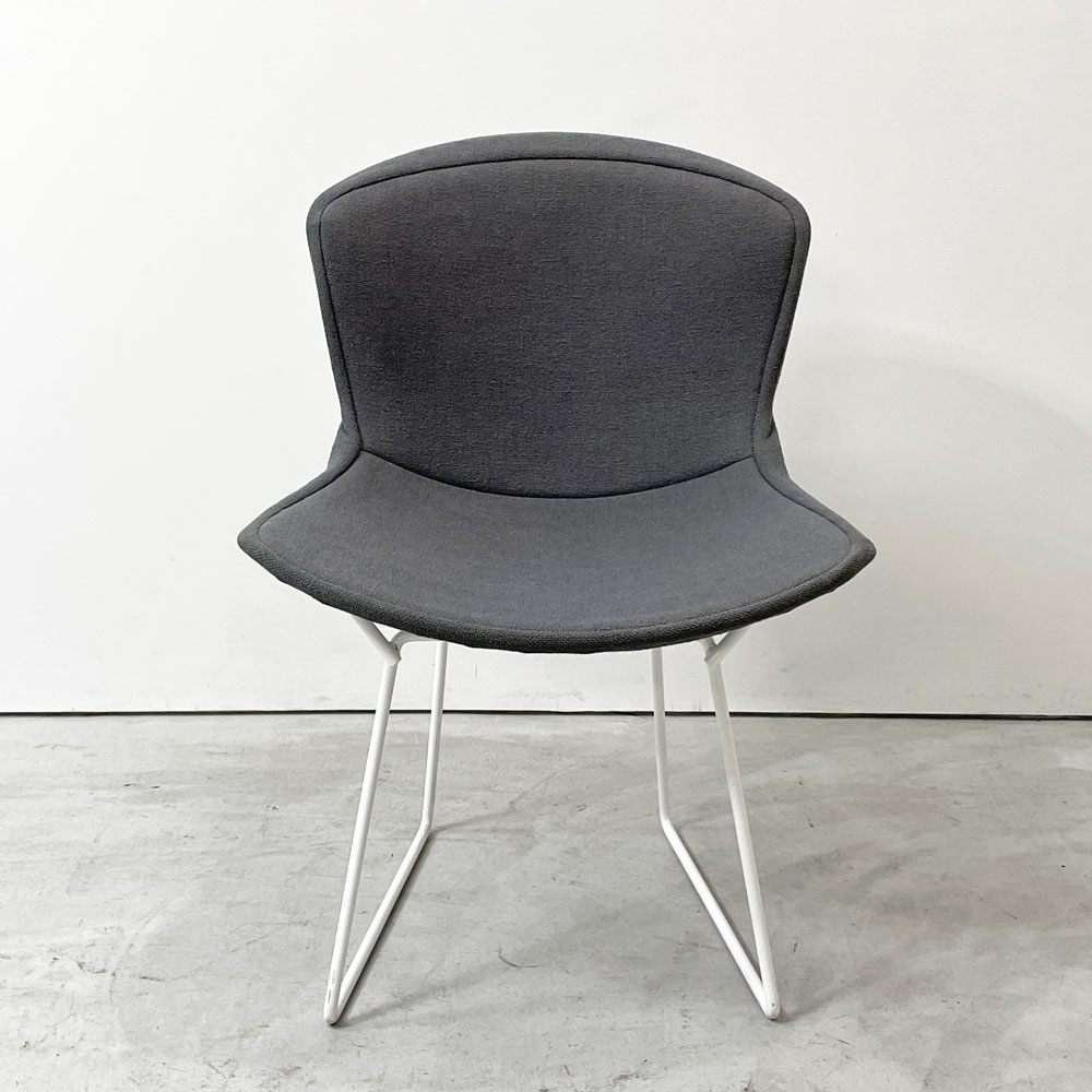ノル Knoll 420 サイドチェア ワイヤーチェア ダイニングチェア ホワイト × グレー ファブリック フルカバー仕様 ハリー・ベルトイア ミッドセンチュリー ビンテージ B ●