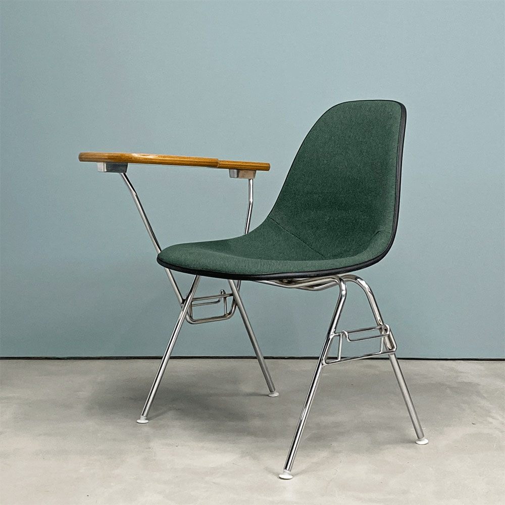 ハーマンミラー Herman Miller サイドシェルチェア セカンド 2nd ビンテージ アプホルスター スクールベース 肘掛けテーブル付 イームズ ミッドセンチュリー A ◎
