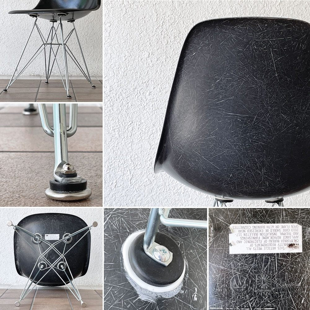 ハーマンミラー Herman Miller サイドシェルチェア 現行FRP製 ブラック エッフェルベース ジンク C&R イームズ ミッドセンチュリー ◇