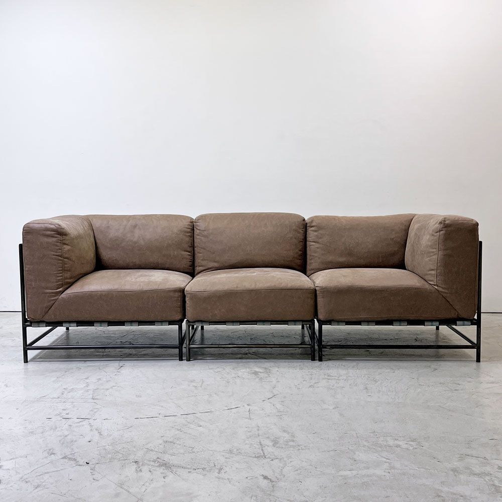 ジャーナルスタンダードファニチャー j.s.F ラバルセクショナルソファ LAVAL SECTIONAL SOFA 3Pソファ スチール レザー調ファブリック 工業系 ●