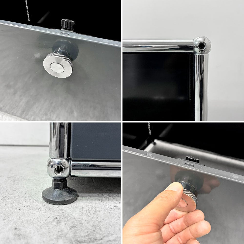 ユーエスエムハラー USM Haller モジュラーファニチャー キャビネット シェルフ  2ハーフドロワー グラファイトブラック & アントラサイト 定価￥427,488- ●