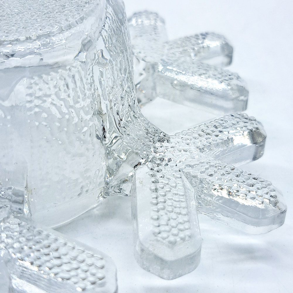 イッタラ iittala スノークリスタル キャンドルホルダー オブジェ 小物入れ W14.5cm ヴァルト・コッコ 1980s フィンランド 北欧ビンテージ ●