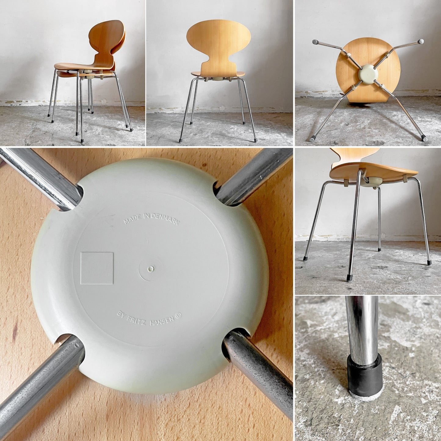 フリッツハンセン Fritz Hansen 3101 アリンコチェア アントチェア 4本脚 ナチュラルビーチ ラッカー仕上げ フェルトグライズ アルネ・ヤコブセン B ■