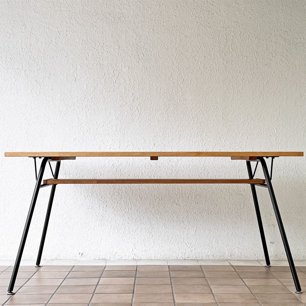 モモナチュラル MOMO Natural ベント VENT ダイニングテーブル W150cm オーク無垢材 ISO STEEL LEG スチール脚 マガジンラック付き  ◇