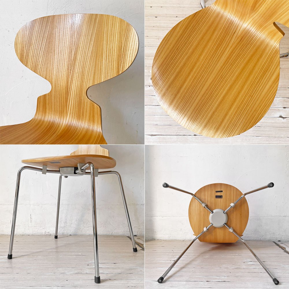 フリッツハンセン Fritz Hansen アントチェア ANT CHAIR アリンコチェア エルム材 4本脚 アルネ・ヤコブセン デンマーク 北欧家具 2013年製 ★