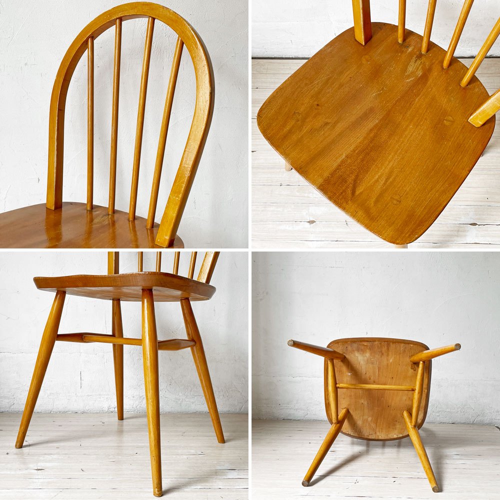 アーコール Ercol フープバックチェア ダイニングチェア スポークバック エルム材 UKビンテージ 英国家具 ★