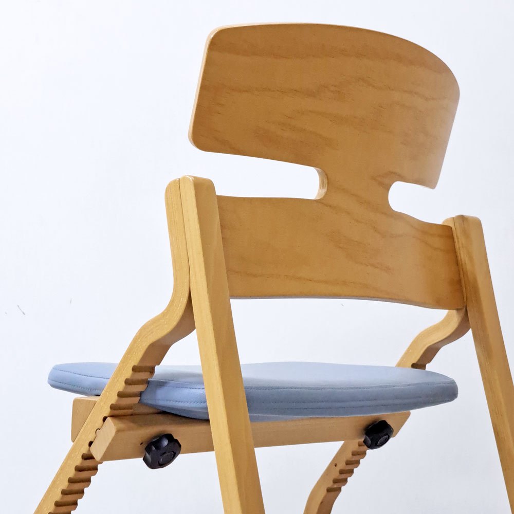 豊橋木工 TOYOMOKU アップライトチェア UPRIGHT CHAIR ナチュラル × アクアブルー 交換用座面カバー付き PVC ベビーチェア キッズチェア ●