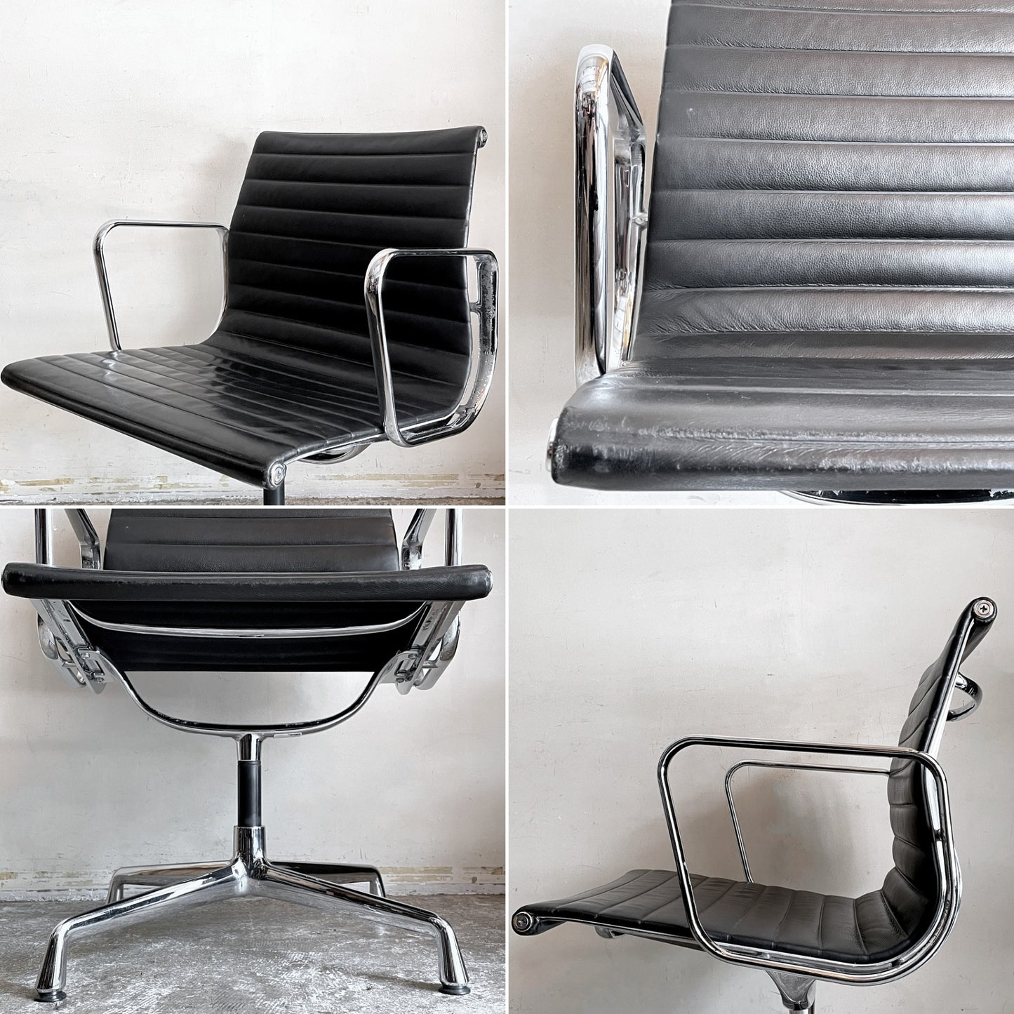 ヴィトラ vitra イームズアルミナムグループ マネジメントチェア デスクチェア 本革 固定脚 4本脚 グライズ C&Rイームズ ■