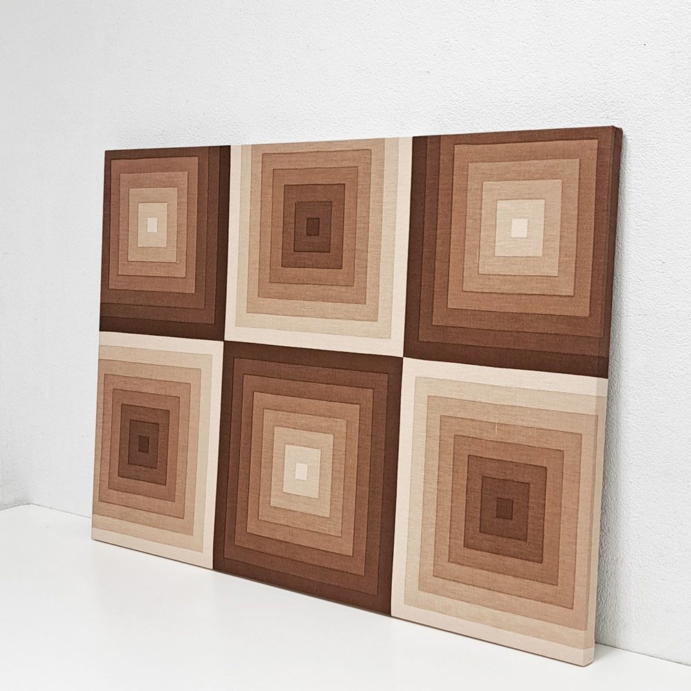 ヴェルナー・パントン Verner Panton ミラ エックス MIRA-X Mira-Spectrum スクエア SQUARE 103×73cm ブラウン系 コットン ビンテージ ファブリックパネル 希少 ●