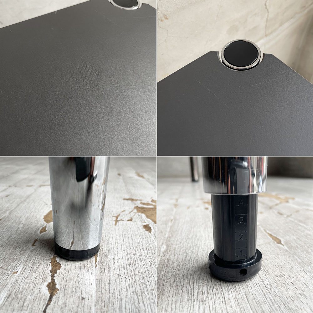 USMハラー USM Haller モジュラーファニチャー ハラーテーブル ワーキングデスク ダイニングテーブル リノリウム天板 チャコール W150cm アジャスター 高さ調整機能付き スイス ♪