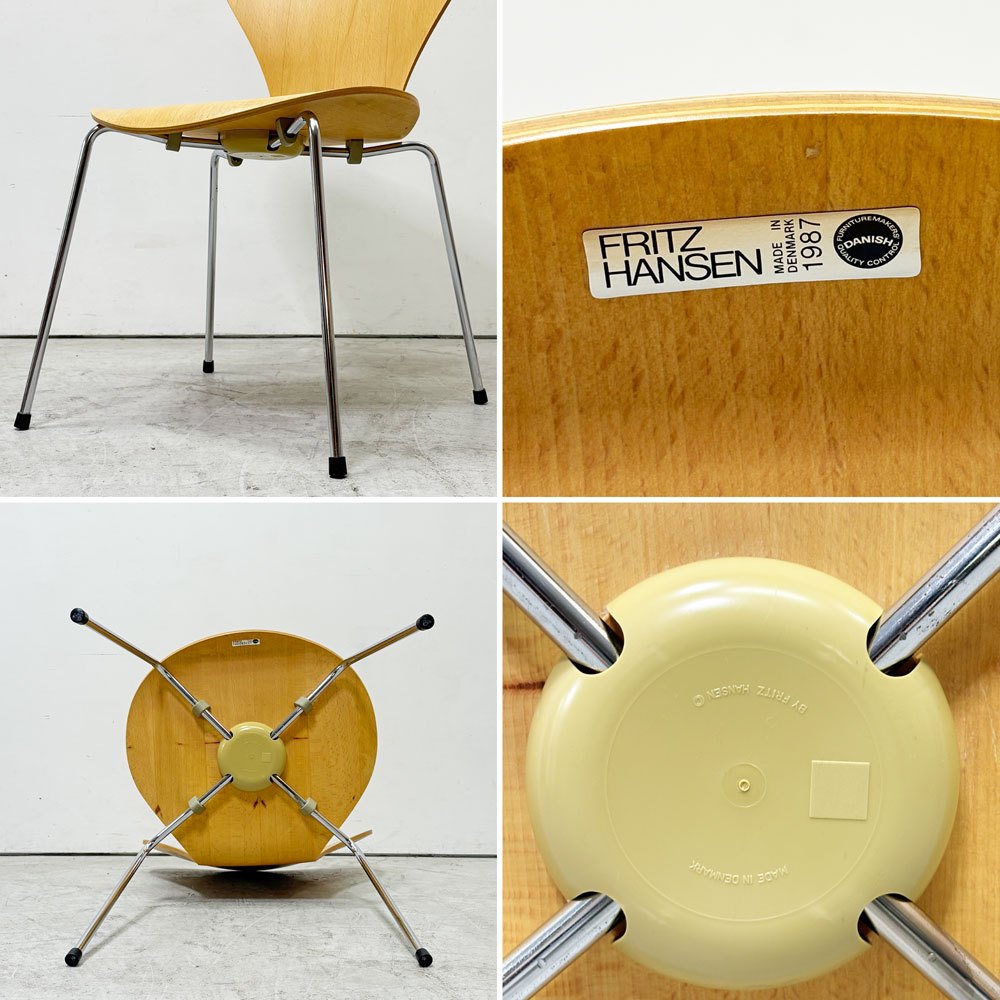 フリッツハンセン Fritz Hansen 3107 セブンチェア ラッカー仕上げ スタッキング アルネ・ヤコブセン デンマーク 北欧家具 ビンテージ A ●