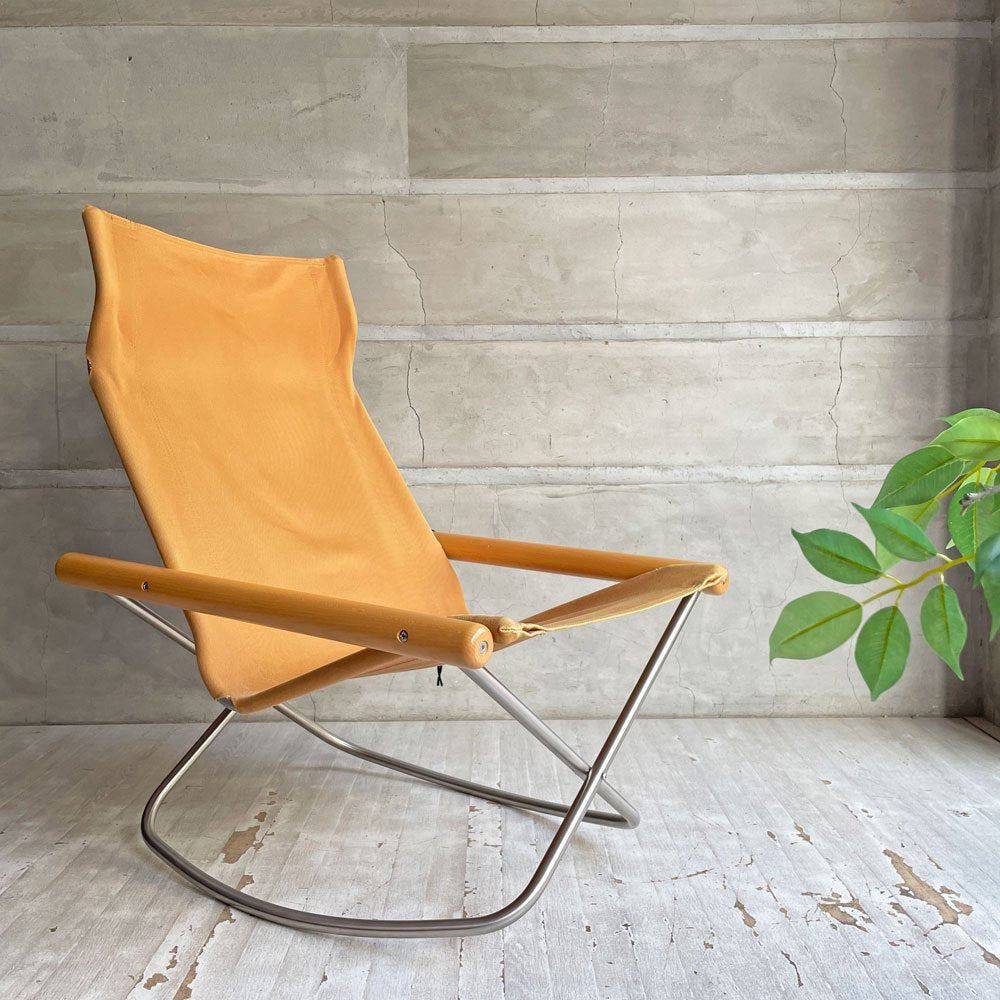 ニーチェア エックス NY chair X ロッキングチェア フォールディングチェア 折り畳みチェア キャメル ナチュラル ビーチ材 新居猛 MoMA 藤栄 定価￥62,700- ♪