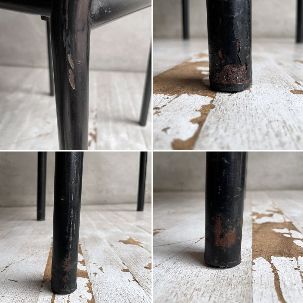 フランスビンテージ French Vintage ステヴァンチェア Stevens Chair モデルC Model C ブラック レザー クッションシート ロベール・マレ＝ステヴァンス 刻印有 B ♪