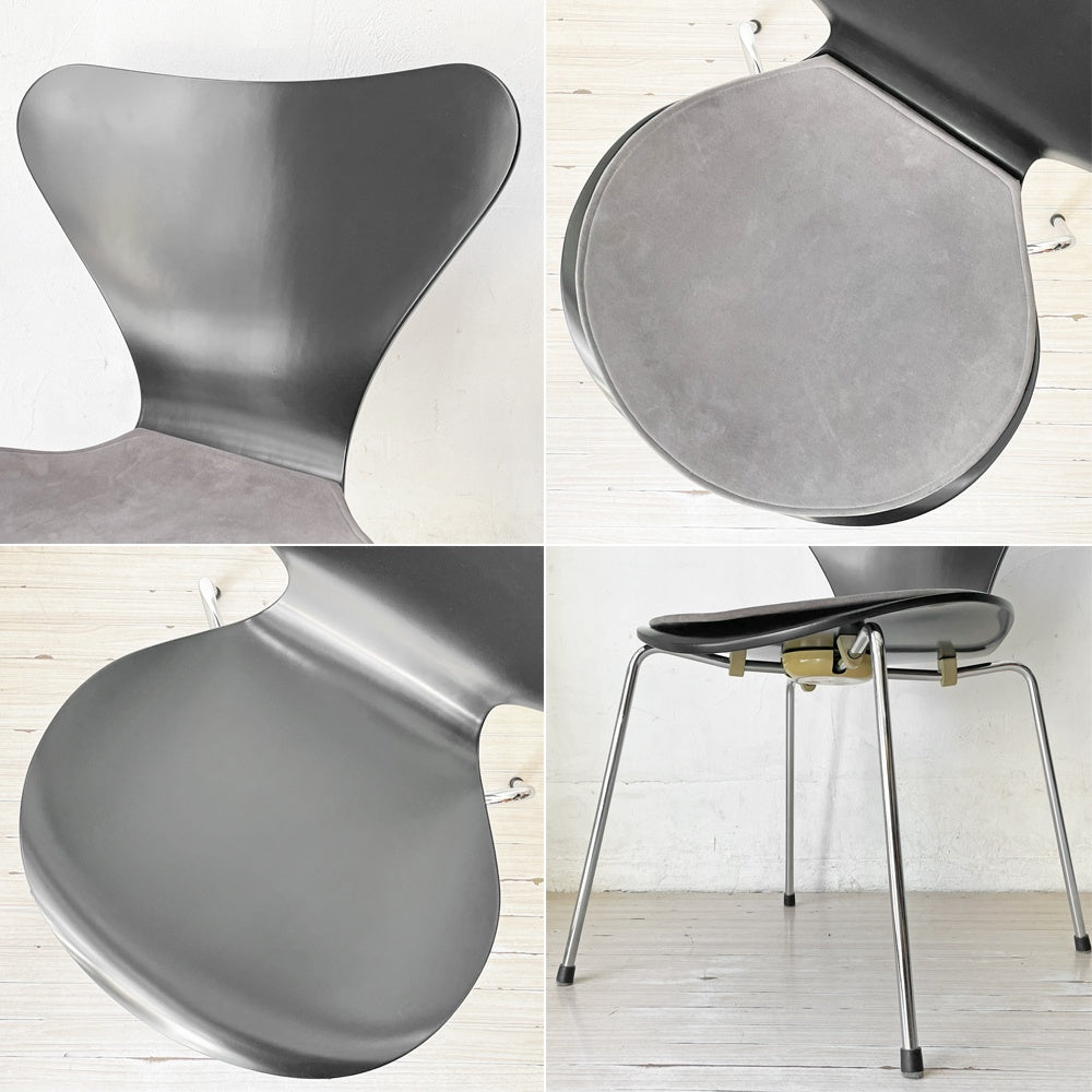 フリッツハンセン Fritz Hansen セブンチェア ダイニングチェア ブラック ラッカー再塗装 アルネ・ヤコブセン デンマーク スタッキングチェア 北欧家具 MIONETTA社製シートパッド付き ★