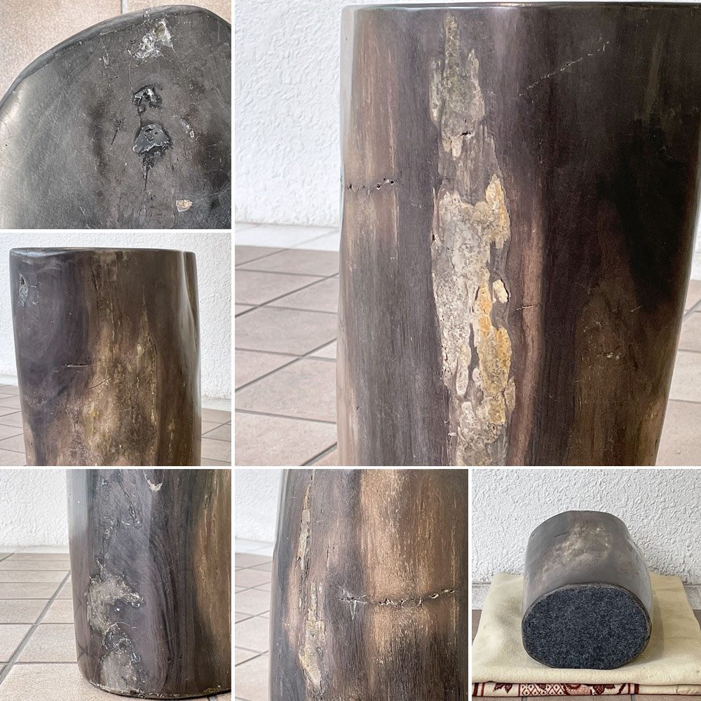 オーク ペトリファイド ウッド OAK Petrified Wood 珪化木 スツール H43cm サイドテーブル オブジェ ウッドストーン 鉱石 定価32万円 ◇