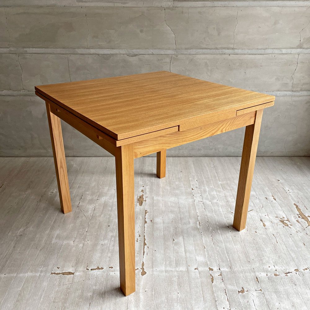 無印良品 MUJI 伸長式 ダイニングテーブル EX エクステンションテーブル タモ材 ナチュラル W80-105-130cm 廃番 ♪