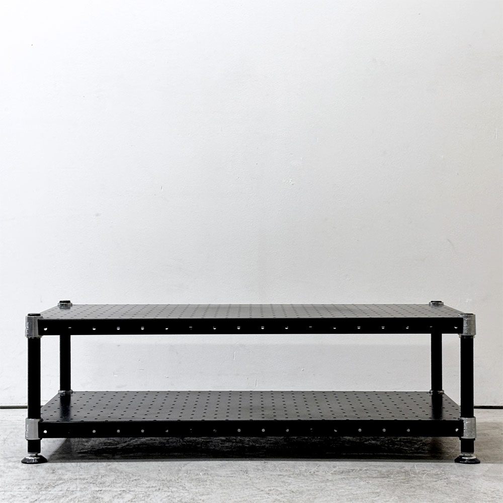 エレクター ERECTA メタルラック Metal Rack 2段 ローテーブル AVボード  W91cm ブラック アジャスター付き ●