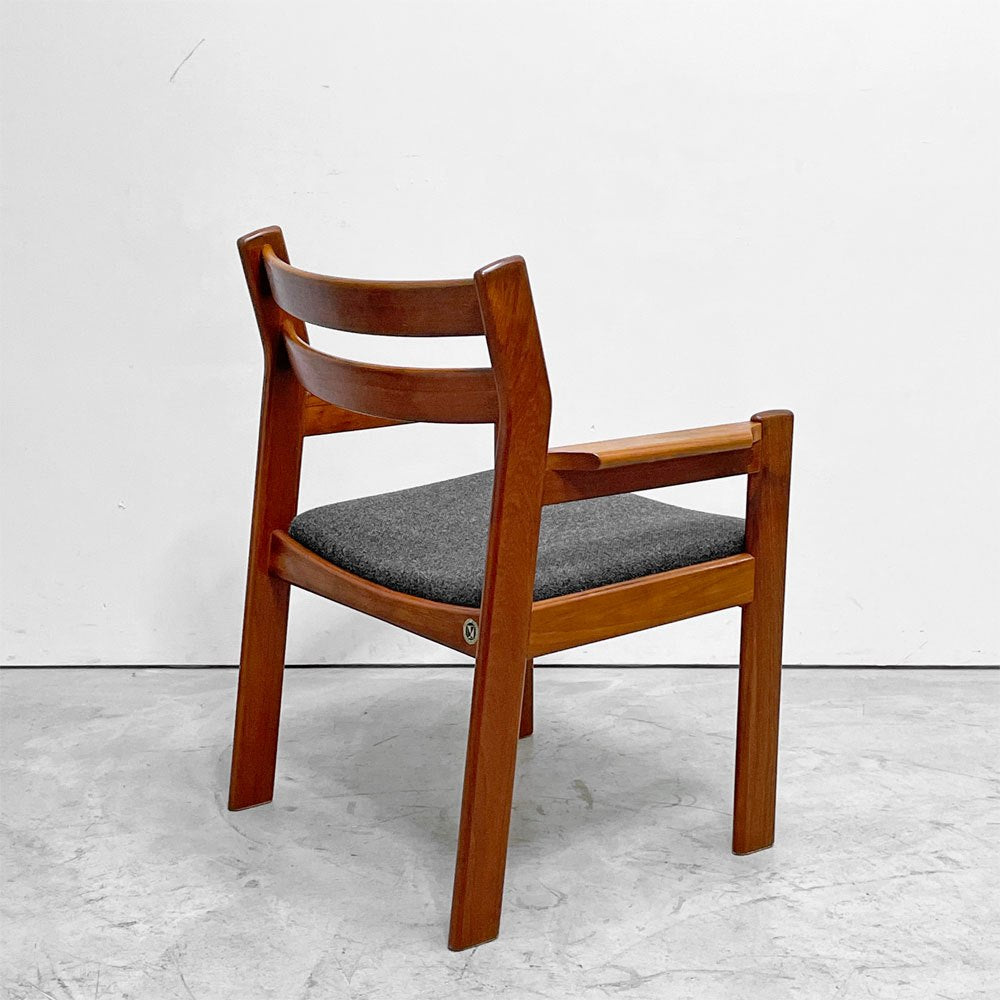 辻木工 TSUJI MOKKO チーク材 ダイニング アームチェア ファブリック張替済み ビンテージ vintage 北欧スタイル ●