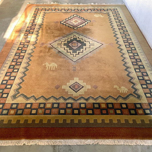 ペルシアナ Persiana ベルギー製 最高級 ウィルトン織 ビンテージ ピュアウールラグ 約W240×L340cm オレンジ系 ラグマット 絨毯 ギャッベ 民族調 エスニック 〓