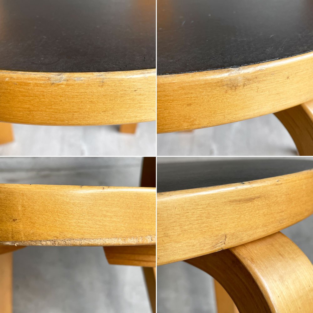アルテック artek ビンテージ チェア66 CHAIR66 ダイニングチェア バーチ材 ブラックリノリウム アルヴァ・アアルト フィンランド 北欧家具 ♪