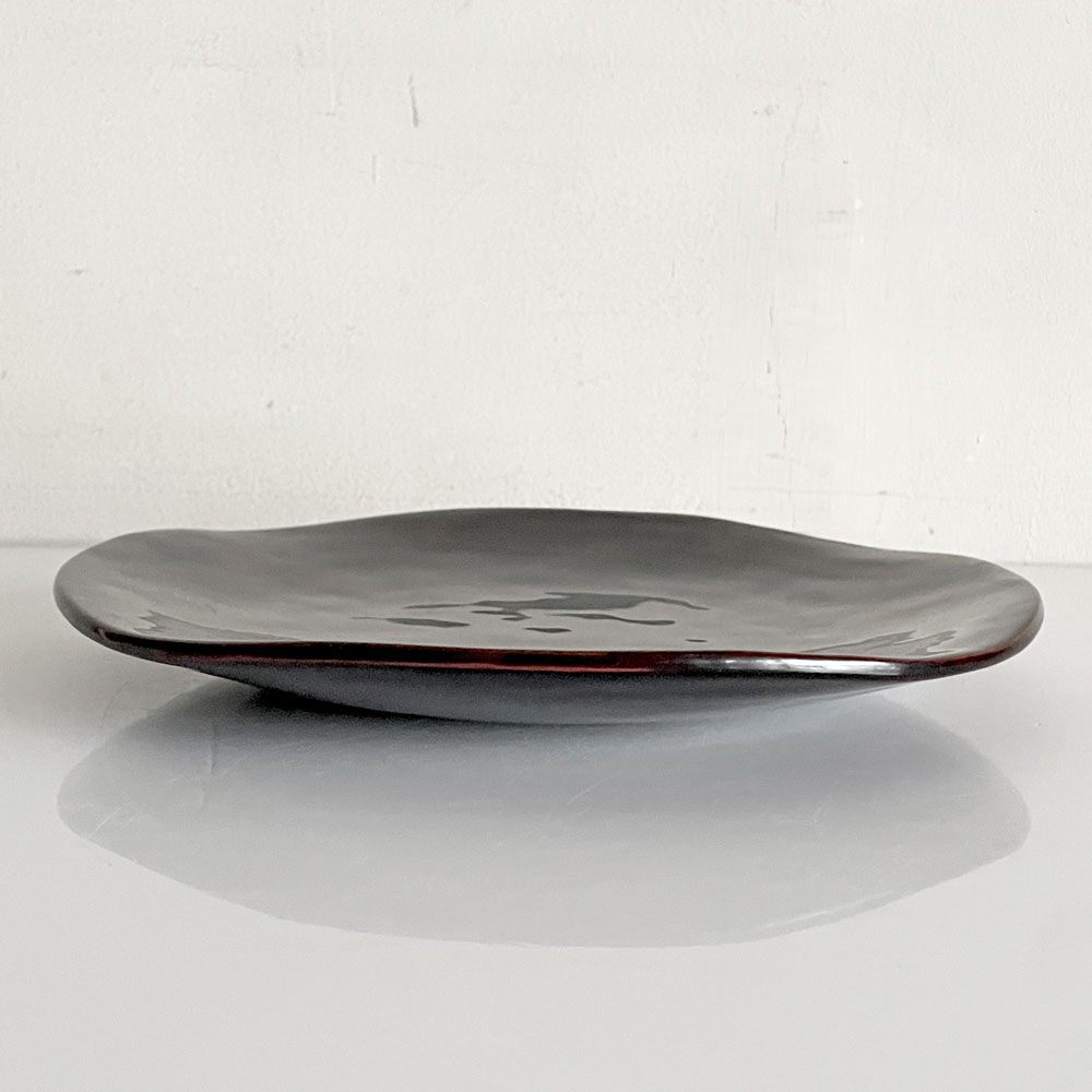 近藤保 Tamotsu Kondo 8寸皿 平皿 木製プレート 漆器 黒漆 Φ24cm 現代作家 ■