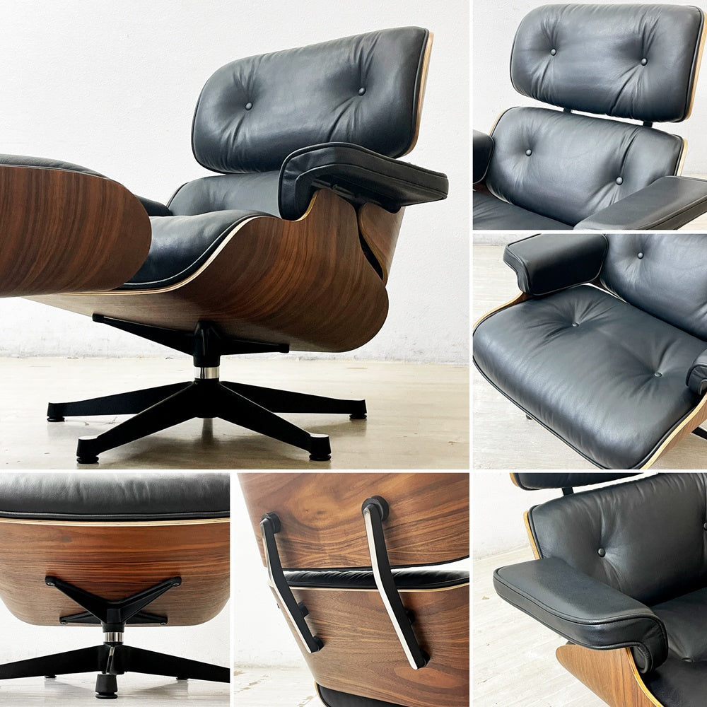 イームズラウンジチェア＆オットマン ブラック チャールズ＆レイ・イームズ C&R Eames ミッドセンチュリー リプロダクト品 ●