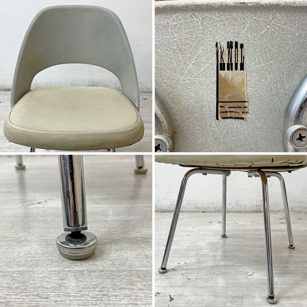 ノル Knoll エーロ・サーリネン Eero Saarinen エグゼクティヴ #72 サイドチェア FRPシェル PVCシート メタルベース 50-60's ビンテージ ●