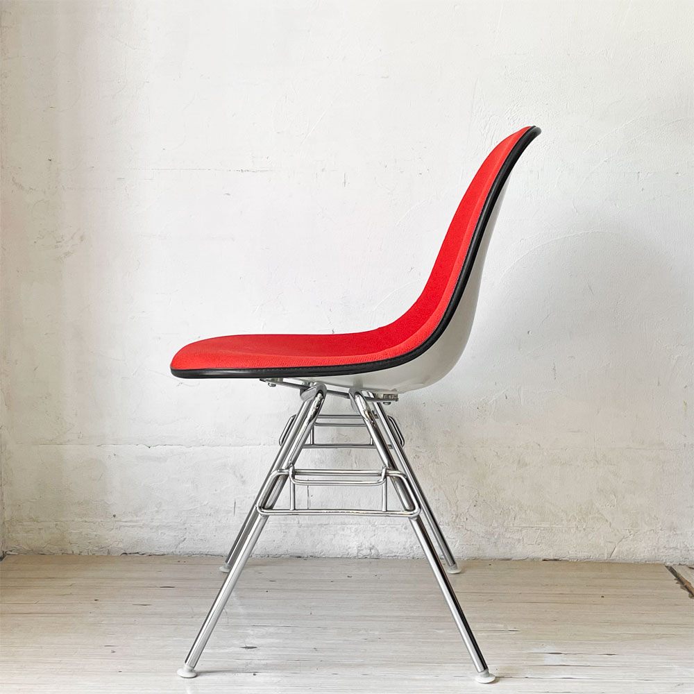 ハーマンミラー Herman Miller サイドシェルチェア MFS製 FRP アプホルスター ジラルド生地 ファブリック スタッキングベース イームズ ビンテージ ★