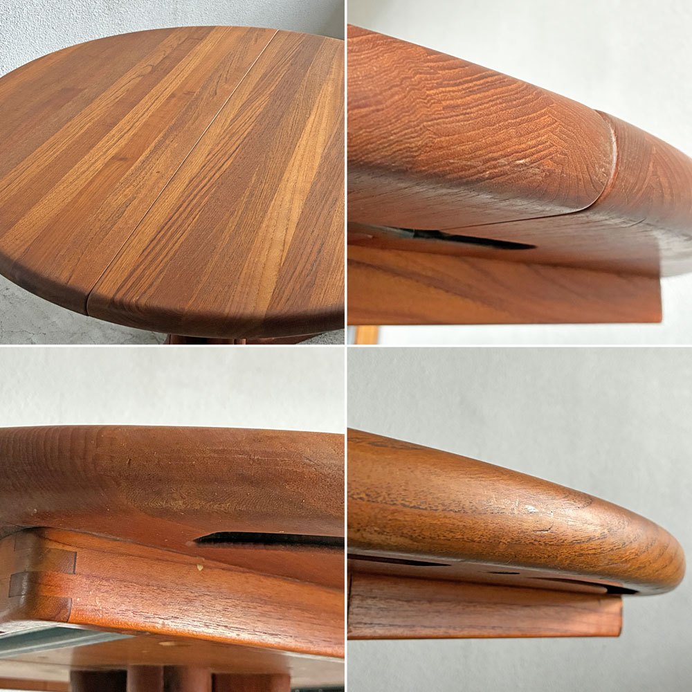 デューロン dyrlund 伸長式 ラウンド ダイニングテーブル チーク無垢材 追加天板欠品 北欧家具 デンマークビンテージ  〓