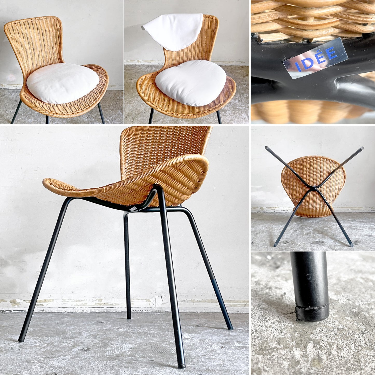 イデー IDEE マレアチェア MAREA ダイニングチェア ラタン×スチール クッション付 定価￥29,900- ■