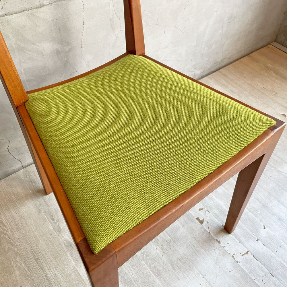 ウッドユウライクカンパニー WOOD YOU LIKE COMPANY アイチェア クッション AI CHAIR ハーフアームチェア チェリー無垢材 ファブリック ライトグリーン 座面張替済 A ♪