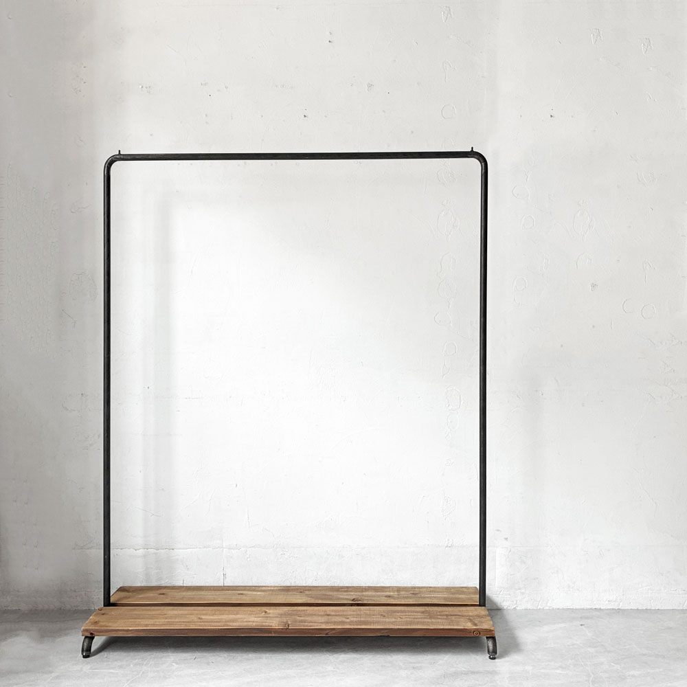 ダブルスタンダード W STANDARD ハンガーラック Hanger Rack HR-06 パイプハンガー アイアン 古材 棚板付き W120cm インダストリアル 店舗什器 定価￥27.280- ★