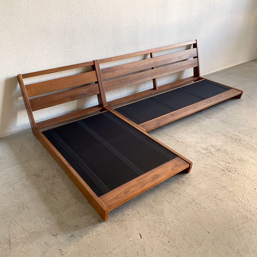 リビングハウス Living House ウェッブ WEBB カウチソファ ウォールナット無垢材 本革 K705 ナガノインテリア 〓