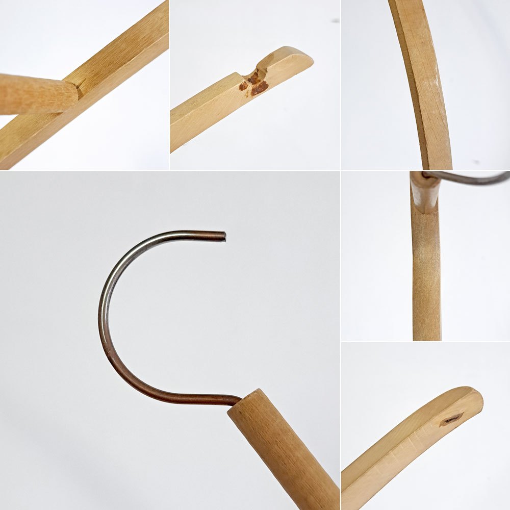 北欧ビンテージ Scandinabian Vintage 木製ハンガー 10本セット 1950〜70年代 木味 レトロ 古道具 C ●
