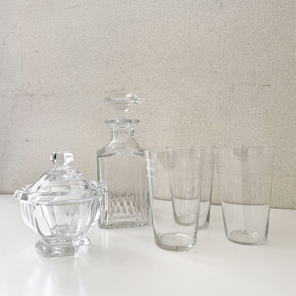 オールドバカラ Baccarat グレック Grecque ゴブレット タンブラーグラス H14cm エッチング ギリシャ模様 クリスタルガラス フランスビンテージ B ◎