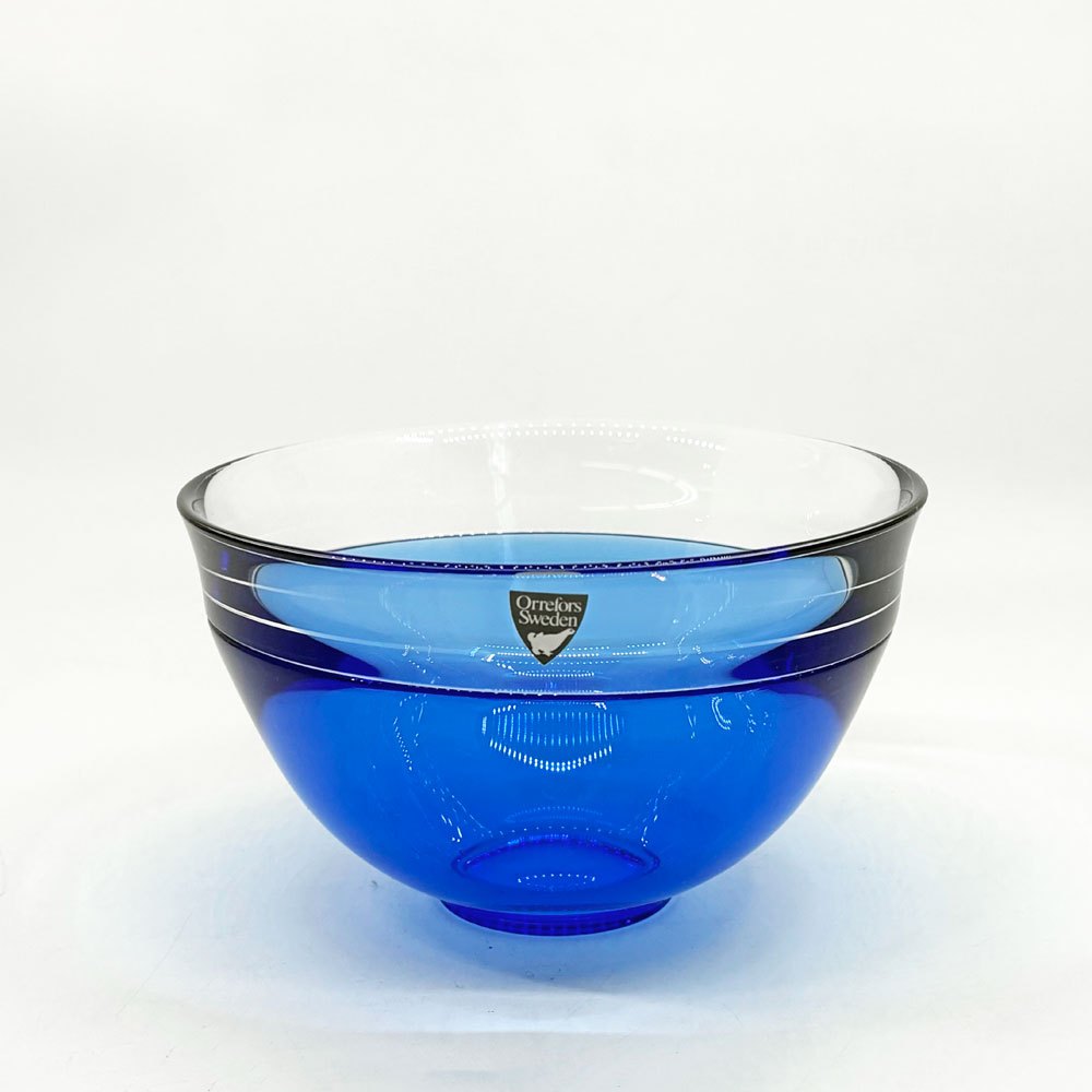 オレフォス Orrefors ネプトゥーヌス Neptunus ガラスボウル Φ14cm ラーズ・ヘルステン Lars Hellsten インカルモ 北欧 スウェーデン ●