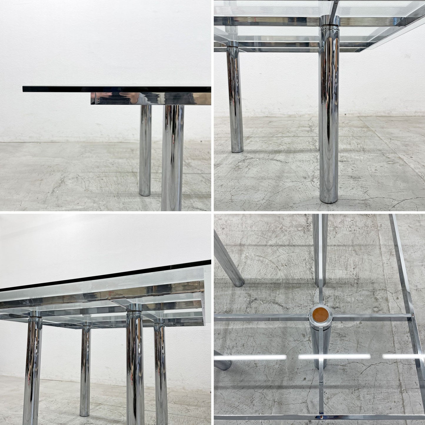 ノル Knoll アンドレ Andre Square Glass Table ダイニングテーブル ガラストップ  スクエア Tobia Scarpa モダンデザイン 〓