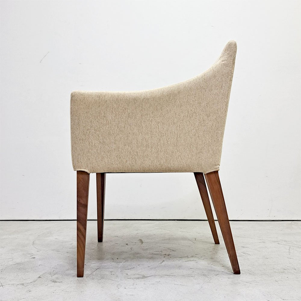 アクタス ACTUS ファイン2 FINE2 ダイニングチェア アームチェア ウォールナット材 ファブリックシート ホワイトベージュ系 張り座 ナチュラルモダン 廃番 B ●