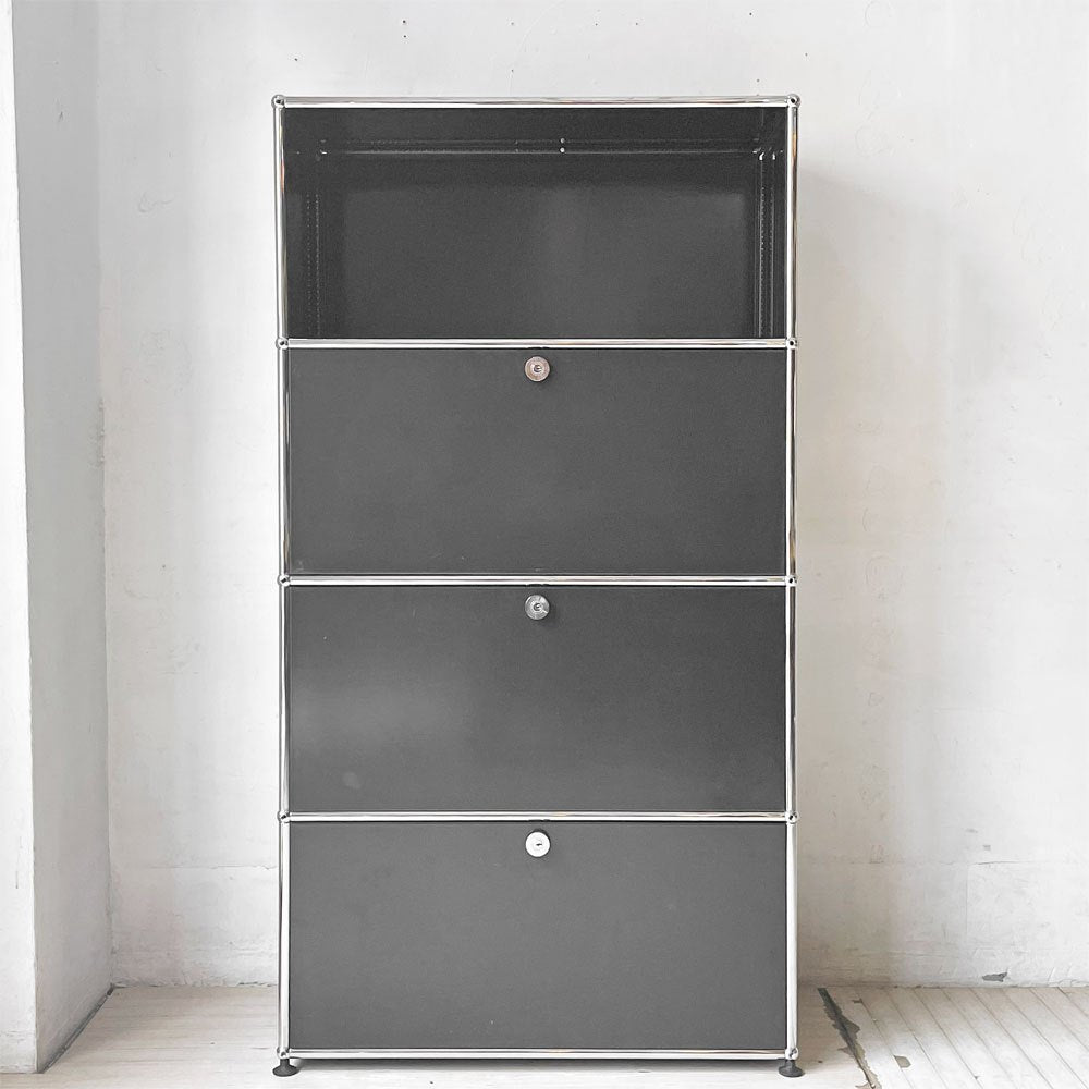 ユーエスエムハラー USM Haller モジュラーファニチャー Modular Furniture キャビネット シェルフ 1列4段 旧型 スイス ★