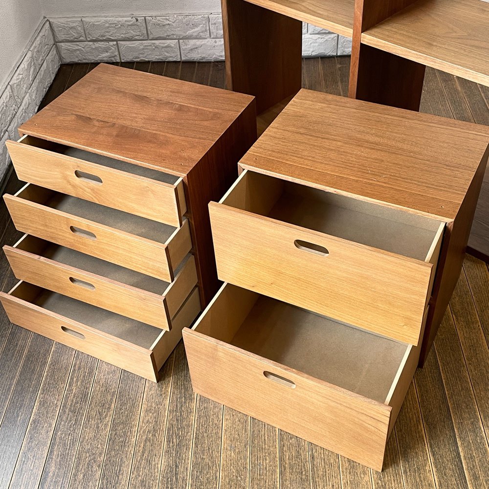 無印良品 MUJI スタッキングシェルフ 2列3段 スタッキングチェスト 引出し 3点セット ウォールナット材 ナチュラルモダン ◎