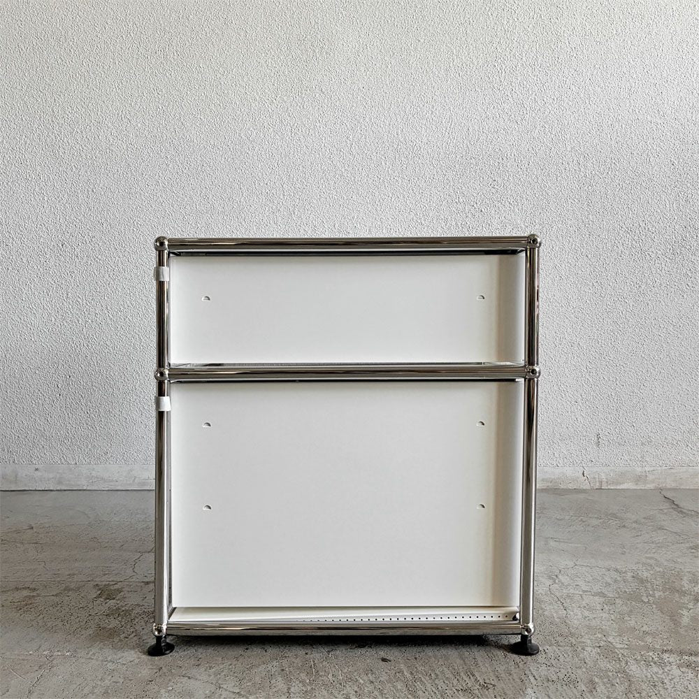 ユーエスエムハラー USM Haller モジュラーファニチャー Modular Furniture ハラーシステム デスクキャビネット 2ドロワー ピュアホワイト 鍵なし トレイ＆替えキャスター付 未使用保管品 〓