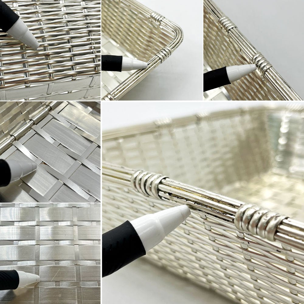 クリストフル CHRISTOFLE コレクション ガリア COLLECTION GALLIA ブレッド バスケット Bread Basket スクエア 編み込み シルバー 銀メッキ W23.5cm フランス A ●