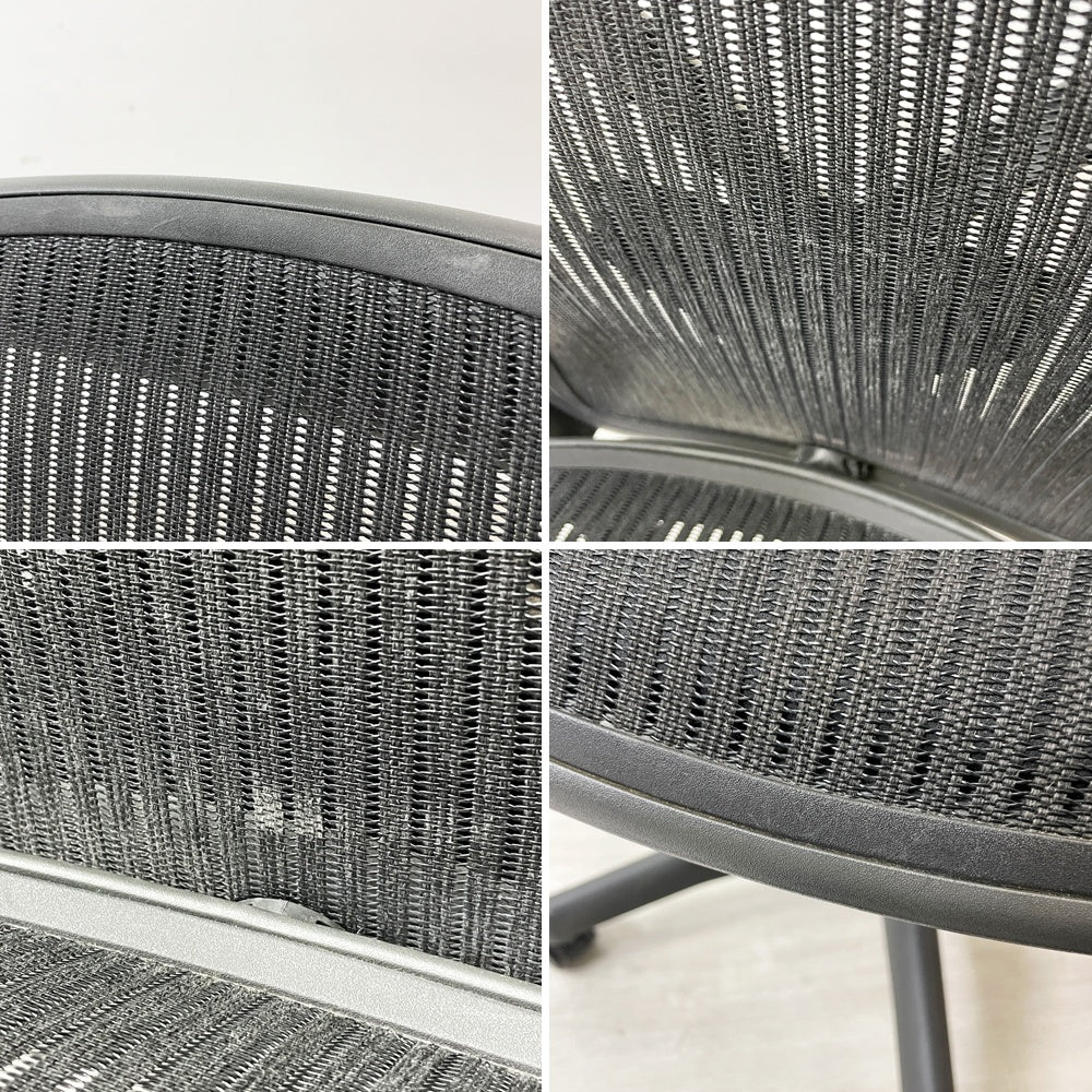 ハーマンミラー Herman Miller アーロンチェア クラシック Bサイズ フル装備 グラファイトベース ポスチャーフィット バナナクッション新品交換済 現状品 ●