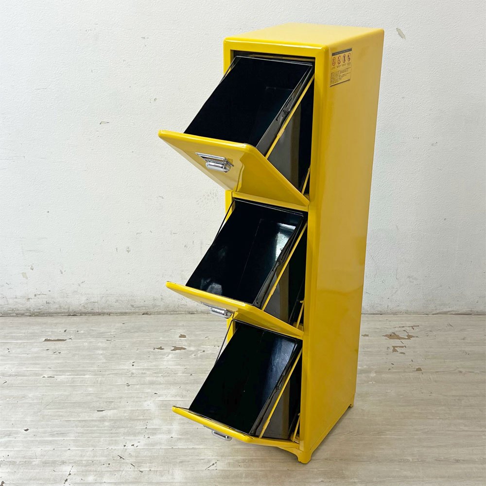 ダルトン DULTON トライデッカー トラッシュカン Tridecker trash can ゴミ箱 ダストボックス イエロー ミッドセンチュリーデザイン 廃番 ●